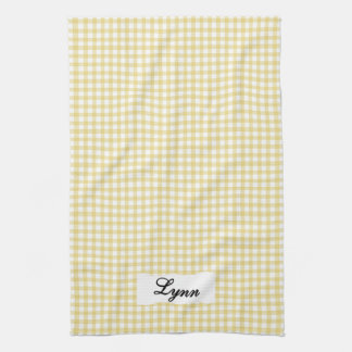 Classic Yellow & White Gingham | Personalized Name Theedoek