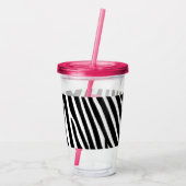 Classic Zebra Stripes Bright Pink Monogram Acryl Drinkbeker (Achterkant)