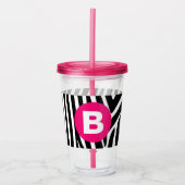 Classic Zebra Stripes Bright Pink Monogram Acryl Drinkbeker (Voorkant)