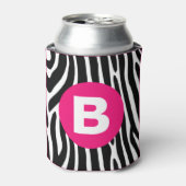 Classic Zebra Stripes Bright Pink Monogram Blikjeskoeler (Blikje Voorkant)