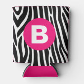 Classic Zebra Stripes Bright Pink Monogram Blikjeskoeler (Voorkant)