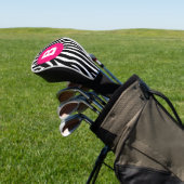 Classic Zebra Stripes Bright Pink Monogram Golfheadcover (Insitu)