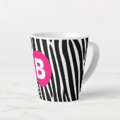 Classic Zebra Stripes Bright Pink Monogram Latte Mok (Rechterhoek)