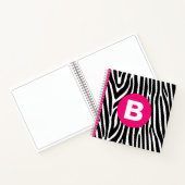 Classic Zebra Stripes Bright Pink Monogram Notitieboek (Binnen)