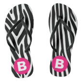 Classic Zebra Stripes Bright Pink Monogram Teenslippers (Voetbed)