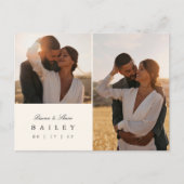 Classic Zwart & Ecru Monogram Bruiloft Dank u Briefkaart (Voorkant)