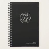 Classic Zwart Noir Modern Logo Weekly Planner (Voorkant)