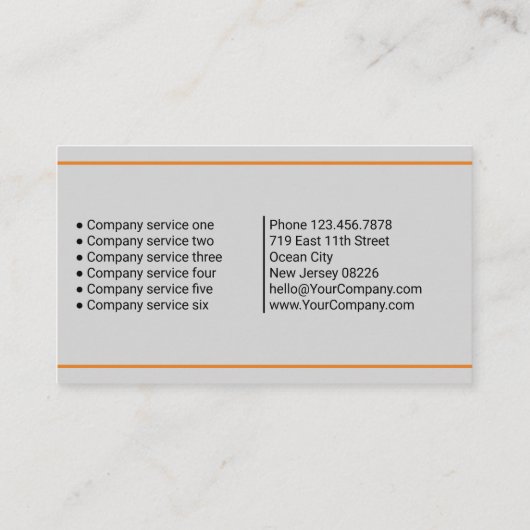 Classic Zwart Sinaasappel Grijs Service List Compa Visitekaartje (Achterkant)
