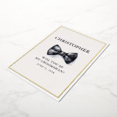 Classic Zwart-wit Bow Stropdas Groomsman Folie Uitnodiging (Gedraaid)