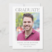 Classic Zwart Wit Foto Afstuderen Aankondiging (Voorkant)