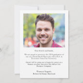 Classic Zwart Wit Foto Afstuderen Aankondiging (Achterkant)