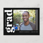 Classic Zwart Wit Foto Afstuderen Aankondigingskaart (Voorkant)