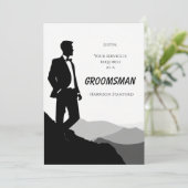 Classic Zwart & Wit Groomsman Voorstel Kaart (Staand voorkant)