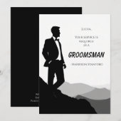 Classic Zwart & Wit Groomsman Voorstel Kaart (Voorkant / Achterkant)