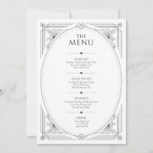 Classic zwart-wit  lijst bruiloft menu kaart (Voorkant)