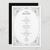 Classic zwart-wit  lijst bruiloft menu kaart (Voorkant / Achterkant)