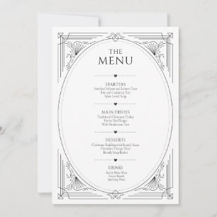 Classic zwart-wit  lijst bruiloft menu kaart