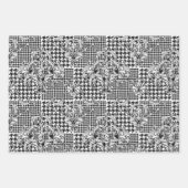 Classic Zwart-wit Ornamenten Houndstooth Inpakpapier Vel (Voorkant 3)