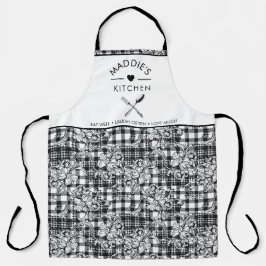 Classic Zwart-wit Ornamenten Houndstooth Schort