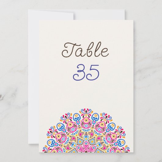 Classical Art Deco Mandala Wedding Table Number Kaart (Voorkant)