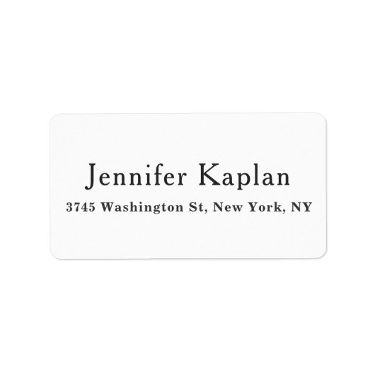 Classical Black & White Minimalist Professional Etiket (Voorkant)