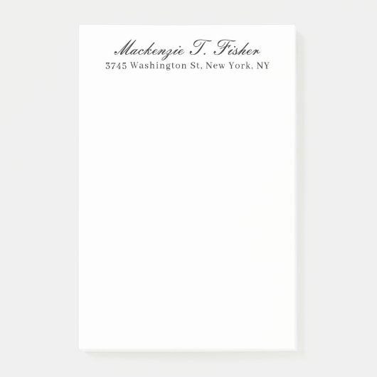 Classical Calligraphy Elegant Plain Black & White Post-it® Notes (Voorkant)