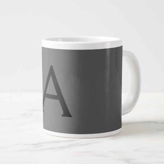 Classical Grey Simple Monogram Naam toevoegen Init Extra Grote Beker (Voorkant rechts)