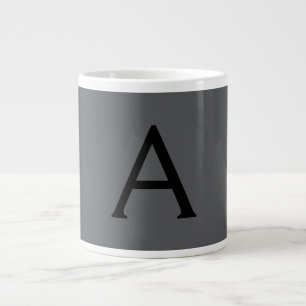 Classical Grey Simple Monogram Naam toevoegen Init Extra Grote Beker