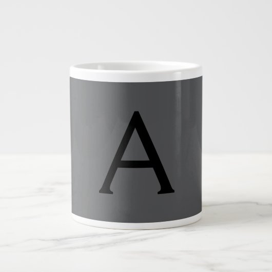 Classical Grey Simple Monogram Naam toevoegen Init Extra Grote Beker (Voorkant)