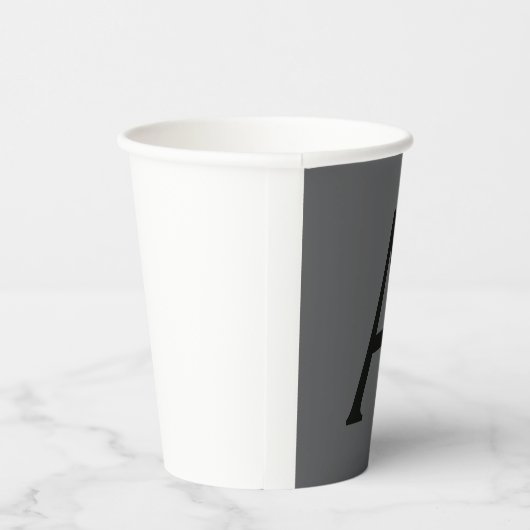 Classical Grey Simple Monogram Naam toevoegen Init Papieren Bekers (Rechts)