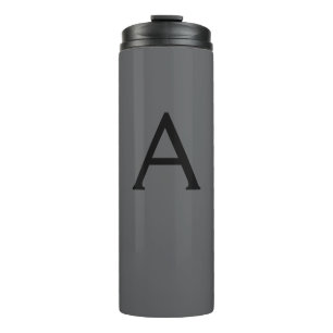 Classical Grey Simple Monogram Naam toevoegen Init Thermosbeker