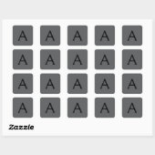 Classical Grey Simple Monogram Naam toevoegen Init Vierkante Sticker (Vel)