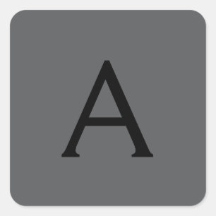 Classical Grey Simple Monogram Naam toevoegen Init Vierkante Sticker