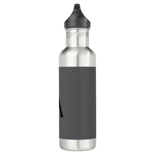 Classical Grey Simple Monogram Naam toevoegen Init Waterfles (Rechts)