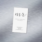 Classical Monogram Grey White Minimalist Plain Magnetisch Visitekaartje (Voorbeeld)