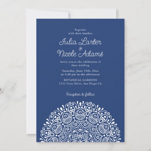 Classical Ornate Art Deco Style Mandala Wedding Kaart (Voorkant)