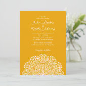 Classical Ornate Art Deco Style Mandala Wedding Kaart (Staand voorkant)