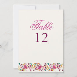 Classical Pearl Swan Floral Wedding Table Number Kaart