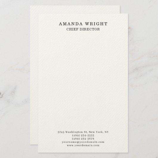 Classical Plain Attractive Stylish Business Briefpapier (Voorkant / Achterkant)