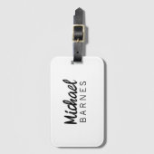 Classical White Minimalist Plain Elegant Bagagelabel (Voorkant (verticaal))