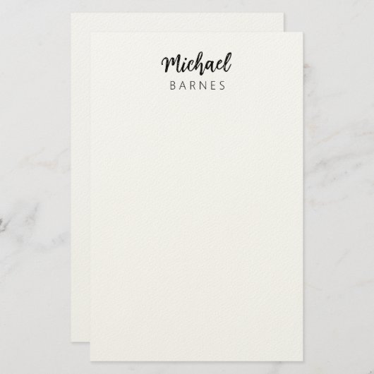 Classical White Minimalist Plain Elegant Briefpapier (Voorkant / Achterkant)