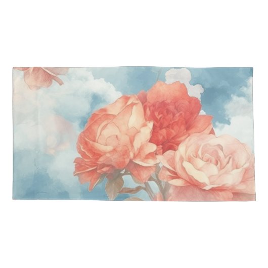 Classics - Angelic Pink en Red Roses in zachte cap Kussensloop (Achterkant)