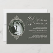 Classique 60e anniversaire Photo Invitations noire (Devant)