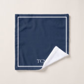 Classique bleu marine blanc bordure monogrammée (Gant de toilette)