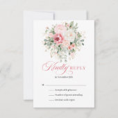 Classique Boho Blush Floral Végétal Mariage RSVP (Devant)