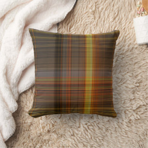 Classique Brown Jaune Orange Plaid Coussin