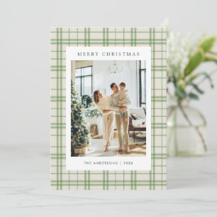 Classique Carte de Noël Plaid Vert Sauge 5 Photos