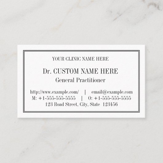 Classique, Carte de visite traditionnel (Devant)