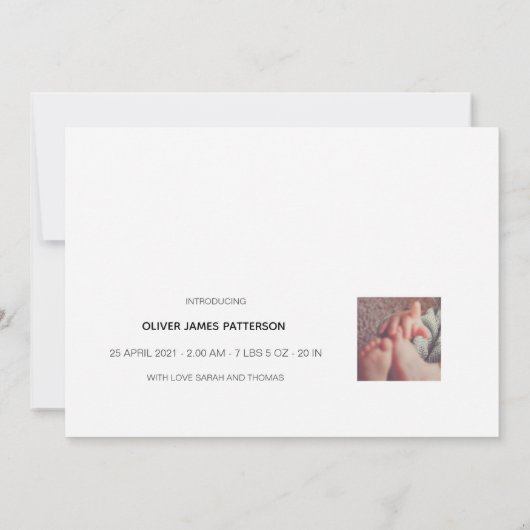 CLASSIQUE | Carte faire-part de naissance moderne  (Dos)