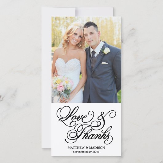 Classique | Carte photo mariage Merci (Devant)